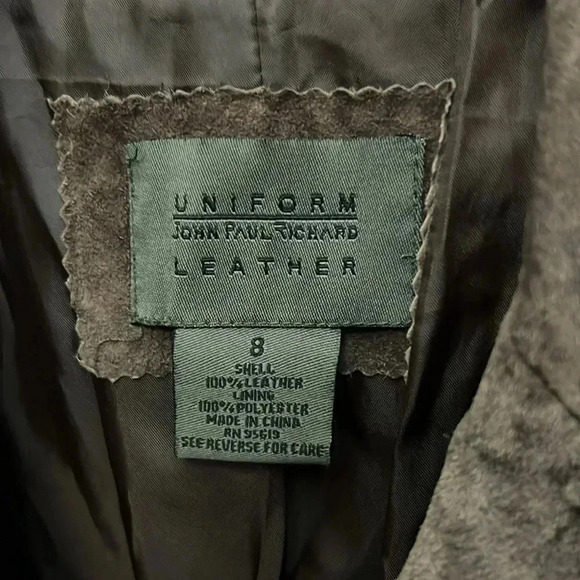 Uniform John Paul Richard Women’s SZ 8 Leather Brown Suede Button Front Jacket - Picture 3 of 4